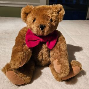 Authentic Handmade in Vermont Teddy Bear 15 inch Jointed Brown Plush Head Swivel